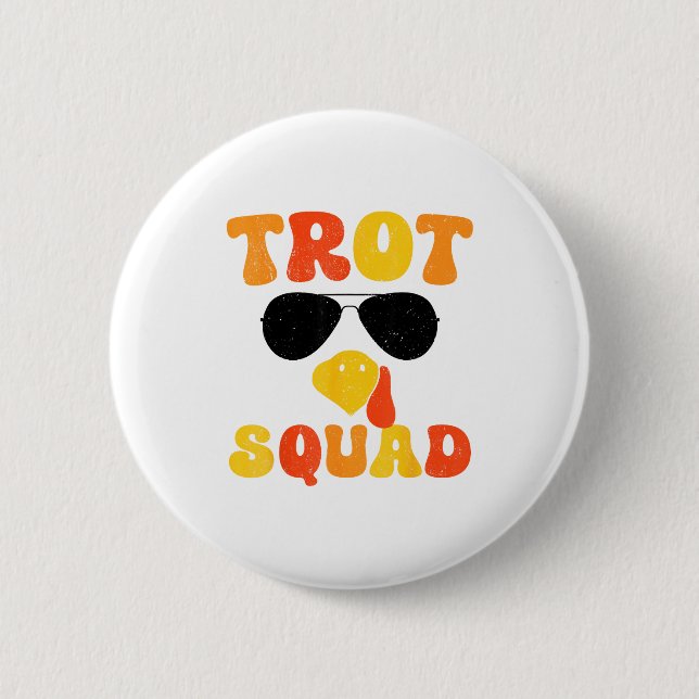Badge Rond 5 Cm Running Turkey Sungles Trot Squad Thanksgiving  (Devant)