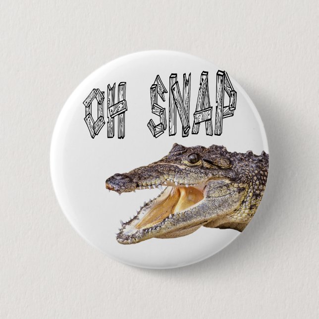 Badge Rond 5 Cm RUPTURE de l'OH - alligator fâché (Devant)