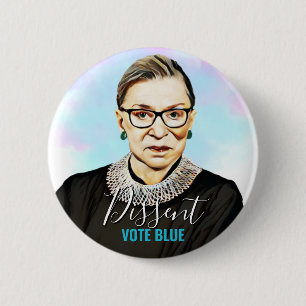 Badge Rond 5 Cm Ruth Bader Ginsburg I Vote Bleu