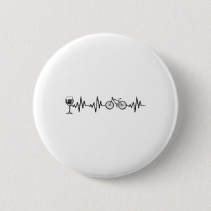 Badge Rond 5 Cm Rythme Cardiaque Cyclisme Vin VTT Vélo Cyc