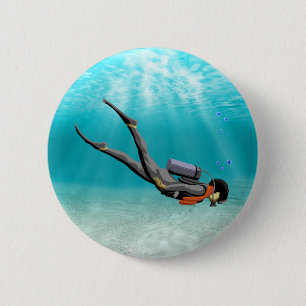 Badge Rond 5 Cm S.C.U.B.A. Plongeur