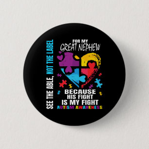 Badge Rond 5 Cm Sa Tante de Sensibilisation sur l'autisme Bleu Gra