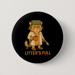 Badge Rond 5 Cm Sac de Litière Plein Drôle de Chat de Noël Père No