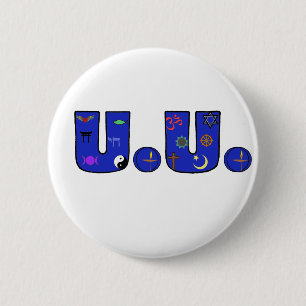 Badge Rond 5 Cm Sac religieux bleu de symboles d'UU