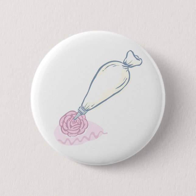 Badge Rond 5 Cm Sac rose et pâtisserie (Devant)