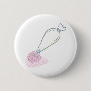Badge Rond 5 Cm Sac rose et pâtisserie