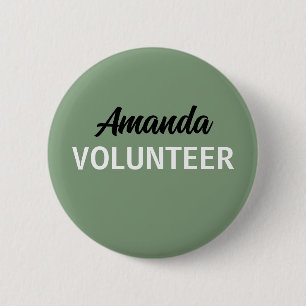 Badge Rond 5 Cm Sage Green Awesome Volunteer