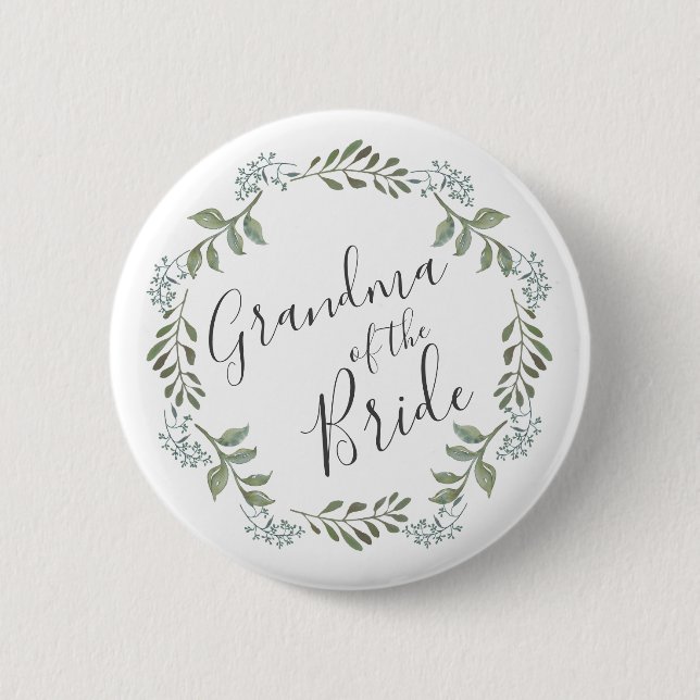 Badge Rond 5 Cm Sage Greenery Grandma de la mariée (Devant)