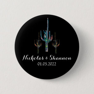 Badge Rond 5 Cm Saguaro Cactus Mariage personnalisé