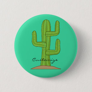 Badge Rond 5 Cm Saguaro Cactus Thunder_Cove