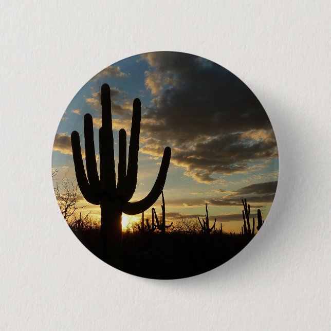 Badge Rond 5 Cm Saguaro Sunset II Arizona (Devant)