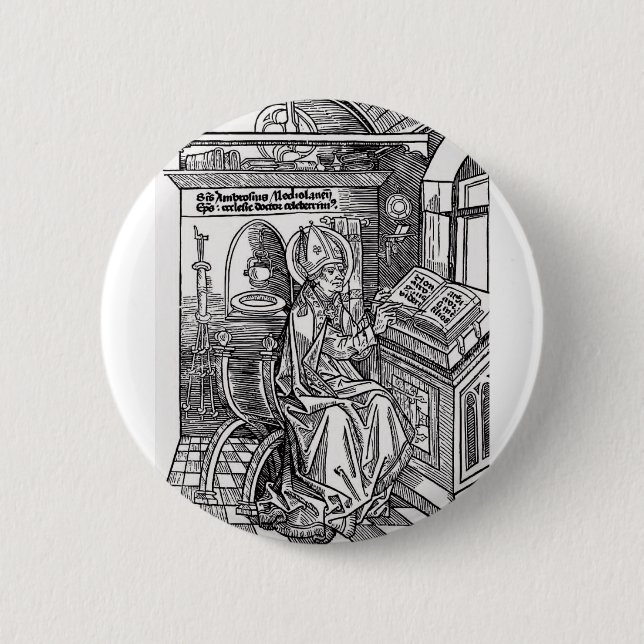Badge Rond 5 Cm Saint Ambrose de Milan (Devant)