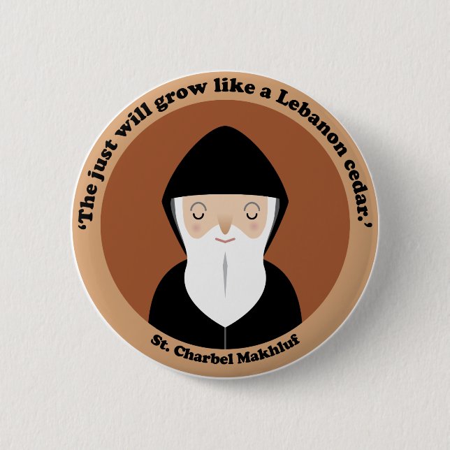 Badge Rond 5 Cm Saint Charbel Makhluf (Devant)