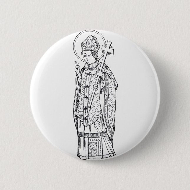 Badge Rond 5 Cm Saint Deiniol Abbé et Évêque (Devant)