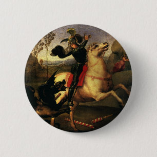 Badge Rond 5 Cm Saint George combattre le dragon par Raphael Sanzi