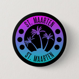 Badge Rond 5 Cm Saint-Martin Blue Gradient Sint Martin