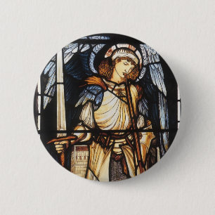 Badge Rond 5 Cm Saint Michael par Sir Edward Coley Burne-Jones