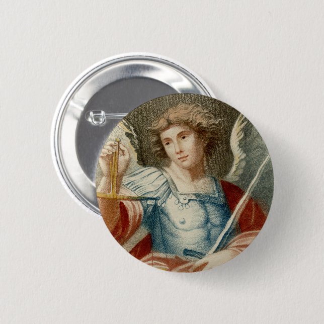 Badge Rond 5 Cm Saint Michel l'Archange (M 010) (Devant & derrière)