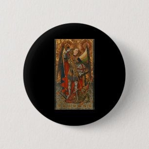 Badge Rond 5 Cm Saint Michel l'Archange vainquant Satan Christ