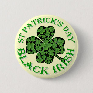 Badge Rond 5 Cm Saint Patrick d'Irlande noire