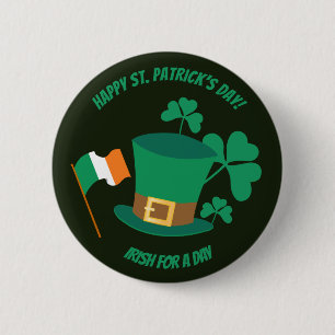 Badge Rond 5 Cm Saint Patrick's Day Everyone Irish for a day Butto