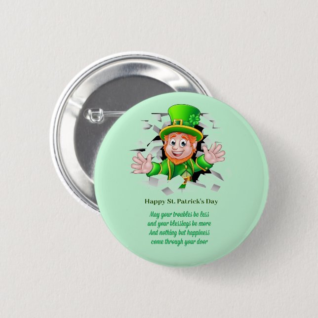 Badge Rond 5 Cm Saint Patrick's day leprechaun (Devant & derrière)