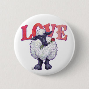 Badge Rond 5 Cm Saint Valentin au mouton