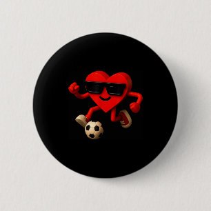 Badge Rond 5 Cm Saint-Valentin Football Mignon Drôle Coeur Garçons