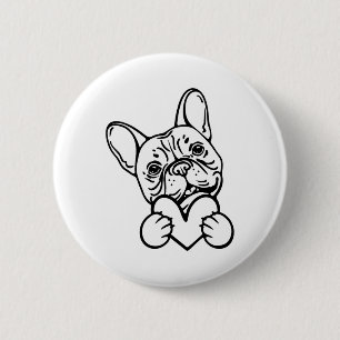 Badge Rond 5 Cm Saint Valentin Français Amour de Bulldog