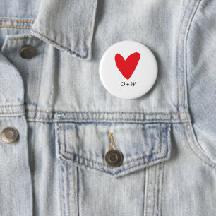 Badge Rond 5 Cm Saint Valentin monogrammed coeur rouge