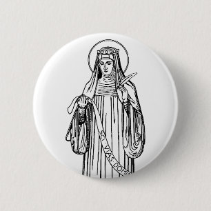 Badge Rond 5 Cm Sainte Hildegarde de Bingen Mystique médiévale