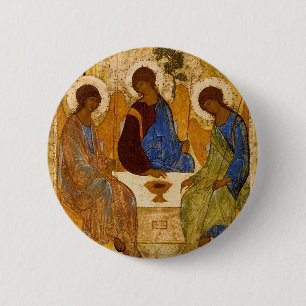 Badge Rond 5 Cm Sainte Trinité Icon Rublev Byzantine Catholique Ca