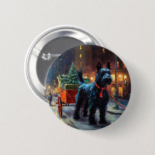 Badge Rond 5 Cm Saison de Noël du Terrier écossais