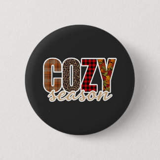 Badge Rond 5 Cm Saison Douillette Carreaux Léopard Automne Vibes