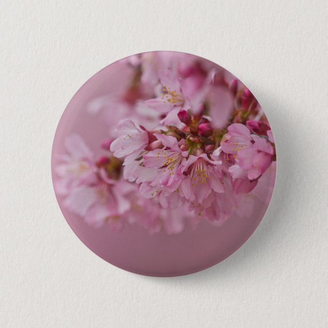 Badge Rond 5 Cm Sakura Cherry Blossoms rose pâle Réflexions (Devant)