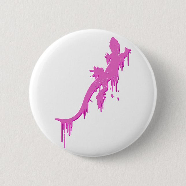 Badge Rond 5 Cm Salamandre Rose Distressée Avec Lavette De Peintur (Devant)