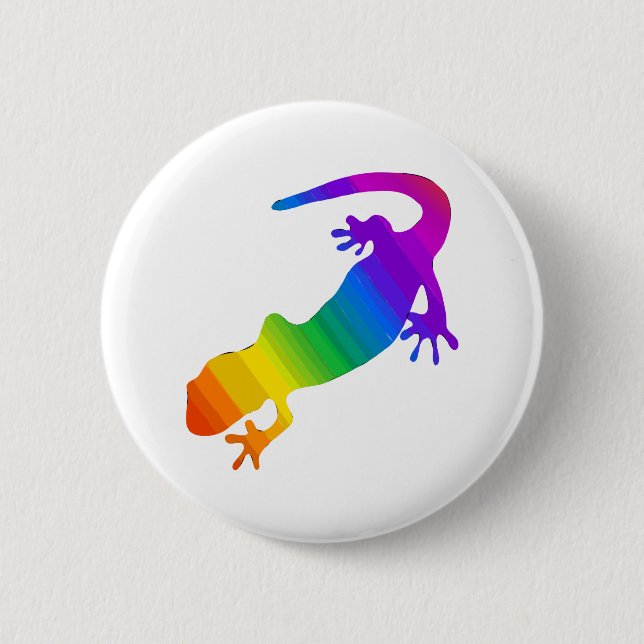 Badge Rond 5 Cm Salamandre striée arc-en-ciel (Devant)