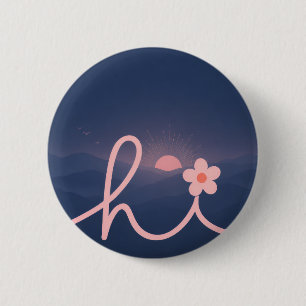 Badge Rond 5 Cm "salut" Conception de coucher de soleil de montagn