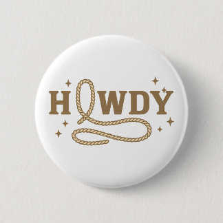 Badge Rond 5 Cm Salut Typographie de Corde Western Rétro