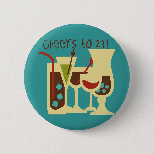 Badge Rond 5 Cm Salutations à 21 Anniversaire (Devant)