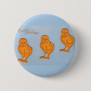 Badge Rond 5 Cm Salutations de Pâques Chicks Bleu
