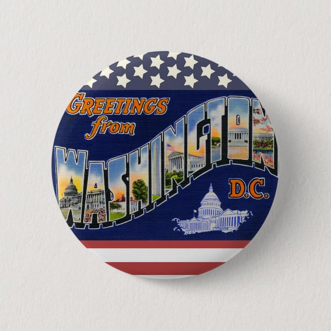 Badge Rond 5 Cm Salutations de Washington DC ! (Devant)