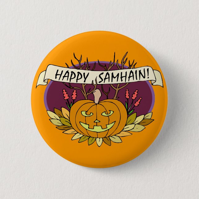 Badge Rond 5 Cm Samhain heureux (Devant)