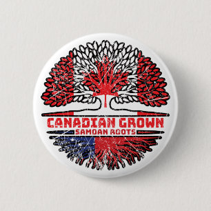 Badge Rond 5 Cm Samoa Samoan Canadian Canada Arbre Roots Drapeau