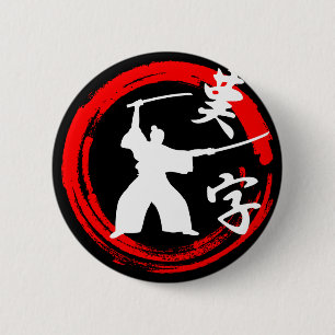 Badge Rond 5 Cm Samurai
