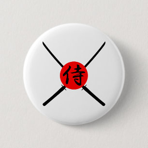 Badge Rond 5 Cm SAMURAI - Épée & Kanji