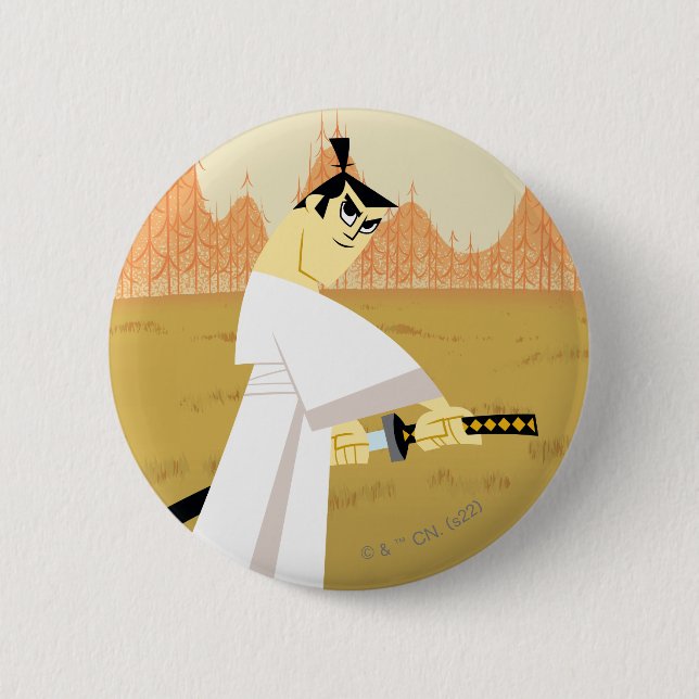 Badge Rond 5 Cm Samurai Jack Dessiner l'épée (Devant)