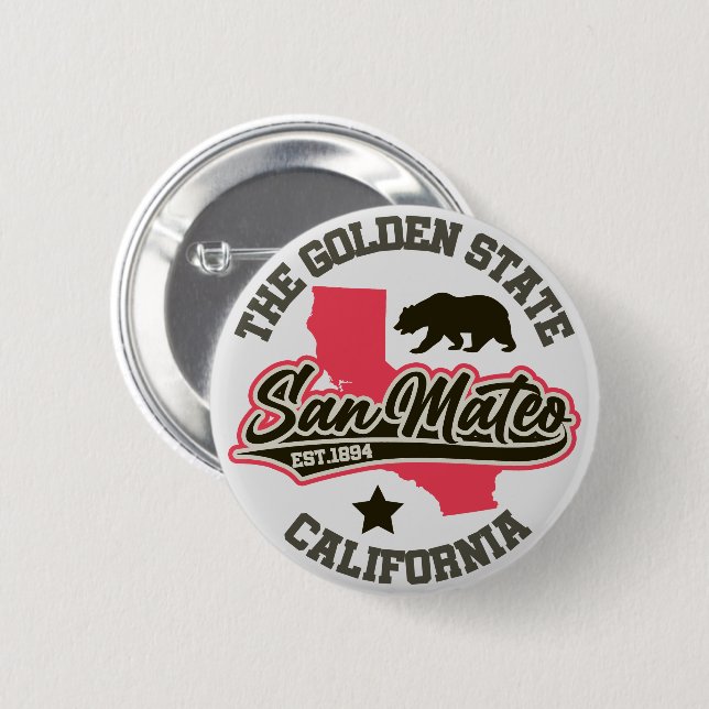 Badge Rond 5 Cm San Mateo, Californie (Devant & derrière)