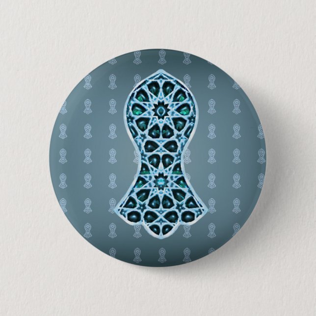Badge Rond 5 Cm Sandale Bejeweled du Prophète (Bleu/Vert) (Devant)