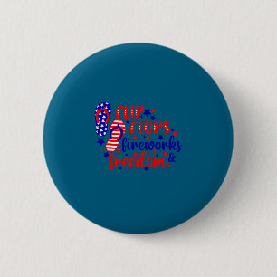Badge Rond 5 Cm Sandales du 4 juillet feux d'artifice & liberté